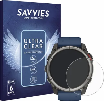 Produktbild von 6x Für Garmin quatix 8 (51 mm) Schutzfolie Savvies Displayschutz Display Schutz Folie Klar Transparent