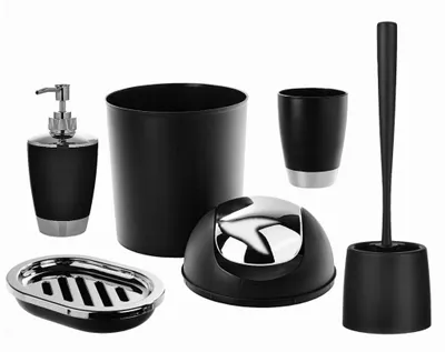 Produktbild von Epewex Badezimmer-Zubehör-Set 5-teilig Schwarz