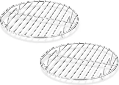Image de Grille à pâtisserie en inox Set de 2 - Grille de refroidissement ronde 27cm Argent - Saine & Durable