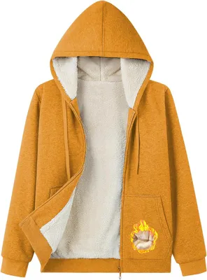Produktbild von ASKSA Damen Sweatjacke Gefuettert Warme Winter Zipper Jacke Fleecejacke Winterjacke Hoodie mit Kapuze (Schwarz,L)
