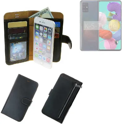 Produktbild von K-S-Trade Schutz Hülle kompatibel mit Samsung Galaxy A51 Klapphülle Case Phone cover Slim Handytasche Handy Hülle schwarz aus Kunstleder (1 Stk)