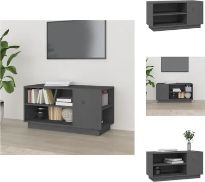 Immagine prodotto di vidaXL mobile TV grigio 80x35x40,5 cm in legno di pino massiccio - Mobili TV