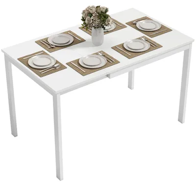 Produktbild von Ausziehbarer Esstisch 80šC120 cm fš¹r 4 bis 6 Personen, Kš¹chentisch mit Ausziehfunktion, wei?