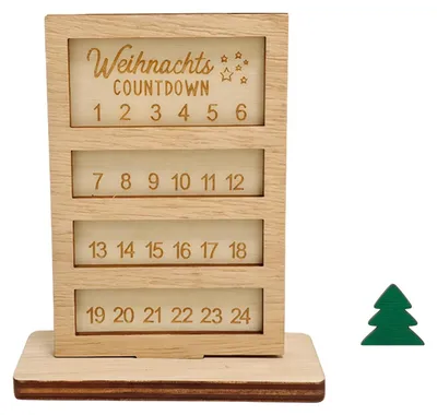Produktbild von Adventskalender 2026 aus Holz Weihnachts Countdown mit Zahlen 1–24