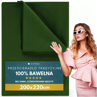 Produktbild von Estadi Traditionelles Bettlaken 200x220cm 100% Baumwolle Flaschengrün