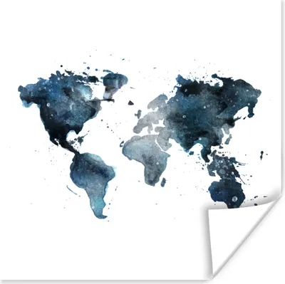 Produktbild von MuchoWow® Poster Weltkarte - Abstrakt - Weiß 75x75 cm - Wand Dekoration