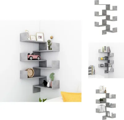 Produktbild von vidaXL Wand-Eckregale 2 Stk. Betongrau 40x40x50 cm Holzwerkstoff -  Wandregale