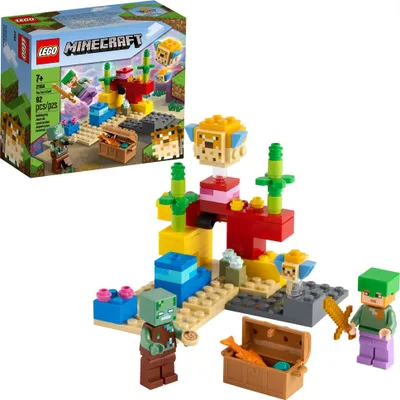 Immagine prodotto di LEGO Minecraft La Barriera Corallina 21164 Giocattolo interattivo Minecraft a tema marino con Alex, un annegato e 2 fantastici pesci palla, Novità 2021 (92 pezzi)