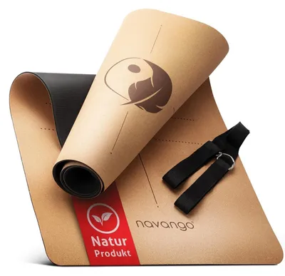 Produktbild von Yogamatte aus Naturkork – 183x61 cm, 4 mm – Rutschfest & antibakteriell