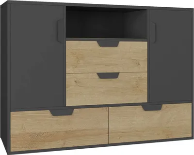 Produktbild von Jugendzimmer Kommode Sprimont 07, Farbe: Grau / Eiche - Abmessungen: 85 x 120 x 40 cm (H x B x T)