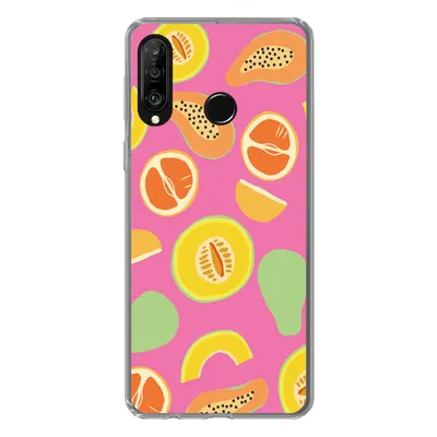 Produktbild von MuchoWow® Handyhülle Schutzhülle Hülle für Huawei P30 Lite Obst - Muster - Rosa Silikon Softcase Handy Hülle - Handyhülle