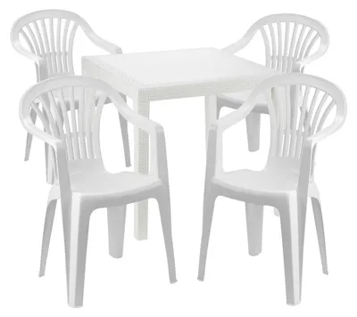 Sitzgarnitur Bistrogarnitur 5-teilig Kunststoff Weiß