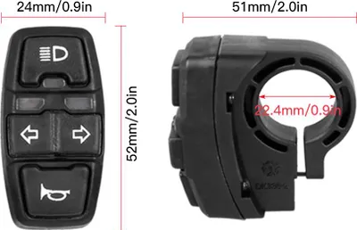 Obrázok produktu pre 3-v-1 E-bike svetlomet Turn Light Horn Switch Elektrický skúter Handlebar Lamp Horn Turning Light Control Multi-Function Motorcycle Horn Turn Signal Light Switch