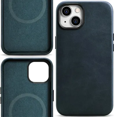 Produktbild von Icarer Case Ledertasche mit Magsafe für Iphone 14+ Dunkelblau