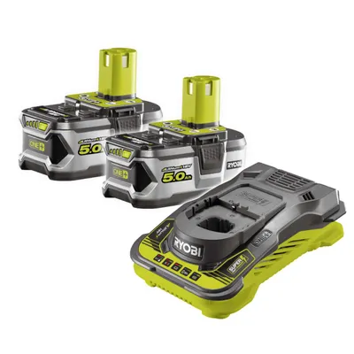 Image de Set 2 batteries + chargeur, Ryobi, 2 x 5 Ah, vert/gris