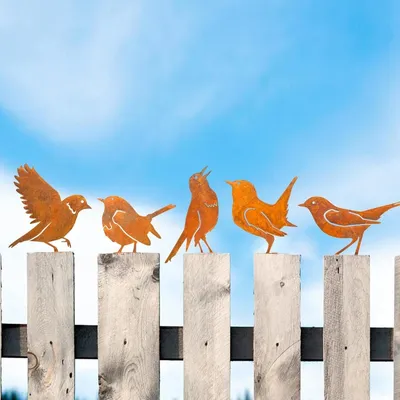 Productafbeelding van Roest-tuindecoratie: Vogels – Metalen silhouetfiguren met een verfijnde roestpatina, roeststoppers en tuindecoratie voor tuin, terras en erf (handgemaakt met een zaag)