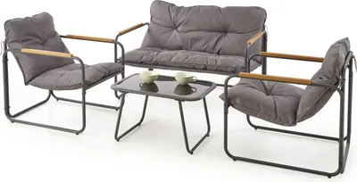 Obrázek produktu pro Halmar HUDSON ( Sofa Křeslo 2x Stolek ) popelavá hnědá (1p=1zestaw)