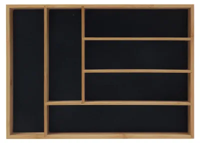 Besteck-Organizer aus Bambus, 6 Fächer, 5 x 35,5 x 25,5 cm