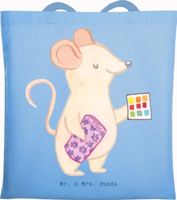 Produktbild von Mr. & Mrs. Panda Jutebeutel Raumausstatter Herz - Sky Blue - Geschenk, Tasche, Beutel, canvas, Schultasche, Laptoptasche, Alltagstasche