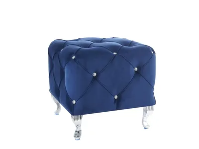 Produktbild von Glamour Hocker BERTIN, blau, 50x46x50 cm, mit Strasssteinen
