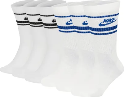 Produktbild von NIKE Uni 6er Pack Sportsocken - Everyday Essential Stripe, einfarbig Weiß/Schwarz/Weiß/Blau 34-38