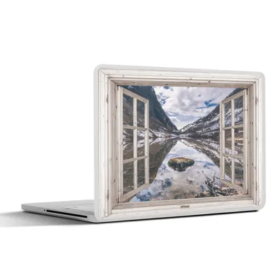 Produktbild von MuchoWow® Laptop Aufkleber Sticker Cover Aussicht - Berg - Wasser 36.5x27.5 cm - Laptop-Sticker