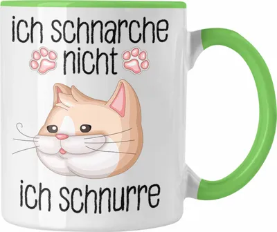 Produktbild von Trendation - Katzen Mama Tasse Geschenk Ich Schnarche Nicht Ich Schnurre Lustige Geschenkidee Katzen Fans Besitzer (Grün)