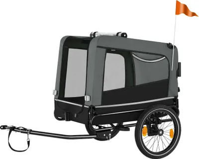 Image de Remorque vélo pour chien WoofRider multifonction, Pliable, jusqu'à 40kg - gris