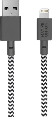 Produktbild von Native Union, USB-A-auf-Lightning-Kabel 3 m Belt Modell Schnellladen, Weiß / Schwarz