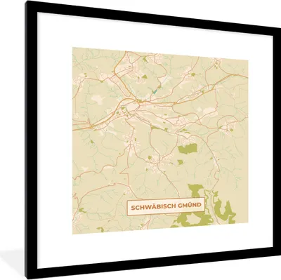 Produktbild von MuchoWow® Gerahmtes Poster Stadtplan - Schwäbisch Gmünd - Karte - Vintage 40x40 cm - Poster mit Schwarzem Bilderrahmen Wandposter Rahmen Foto Bilder - Poster - Plakat im Rahmen