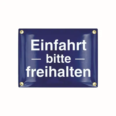 Produktbild von Sosenco Einfahrt Bitte Freihalten Schild - 15x20 cm -Keramik Emaille - Emailschild - Parken Verboten - Blau