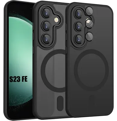 Image de Coque pour Samsung Galaxy S23 FE, avec Anneau Magnétique et Protection Caméra - Noir