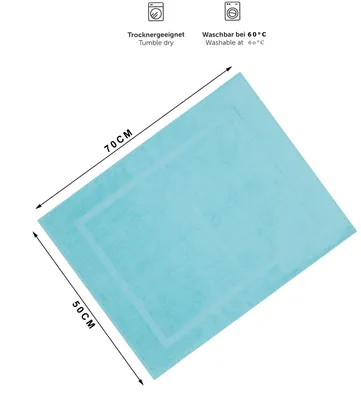 Produktbild von Betz 2-er Set Badvorleger 50x70 cm PREMIUM Badematte Badteppich Duschvorleger 100% Baumwolle 650g/m²  Farbe: türkis