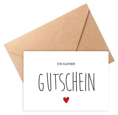 Imagen del producto de Tarjeta postal pequeña, con vale de regalo, con sobre, para rellenar a su gusto, un regalo personalizado