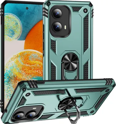 Produktbild von Schutzhülle für Motorola Edge 2024 Dual Layer Robust Militäre Fallschutz Hülle mit Ringhalterung Ständer Grün