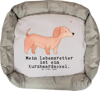 Produktbild von Mr. & Mrs. Panda Hundekissen Dackel Kurzhaardackel Lebensretter - Grau Pastell - Geschenk, Hund, Teckel, Welpen, Valentinstag, Weihnachten, Muttertag, Dachshund, Vatertag