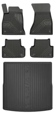 Image de Tapis en caoutchouc + bac de coffre pour Audi A4 B9 2015-2023 (break) – 5 pièces, noirs, sur mesure