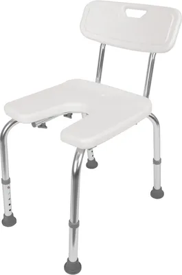 Produktbild von Alberts Duschstuhl | U-Form, höhenverstellbar | Kunststoff, weiß | 400 x 380 mm