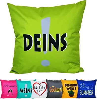 Produktbild von JACK 50x50cm Motiv Outdoor Lounge Kissen Dekokissen inkl. XXL-Füllung Wasserabweisend Sitzkissen Garten Stuhl Lotus Effekt lustig, Farbe:Deins