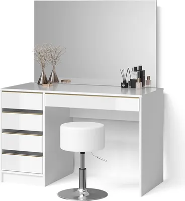 Produktbild von Schminktisch Livinity Imola Weiß/Gold 120 cm mit Hocker, Model 53084