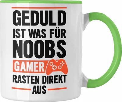 Produktbild von Trendation - Gamer Spruch Tasse Controller Geschenk - Geduld Ist Was Für Noobs - Zocker Tassen Geschenk Jungs Jungen Gaming (Grün)