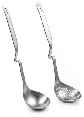 Produktbild von 31cm Schaumlöffel und Schöpflöffel SUS304 Edelstahl Suppenkelle Schaumkelle für kochen Hotpot Feuertopf(2-Stück)