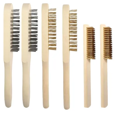 Produktbild von Metallbürste mit Holzgriff, 6 Stück, Messingbürste und Drahtbürste Set