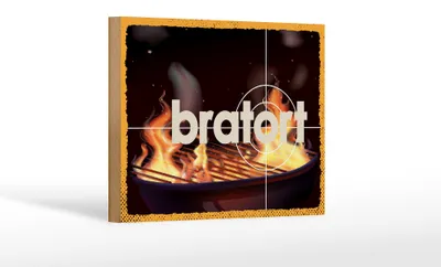 Produktbild von Holzschild Spruch 12x18 cm Bratort Grill Feuer Deko Schild