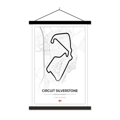 Produktbild von MuchoWow® Textilposter Rennsport - England - Rennstrecke - Silverstone - Weiß 60x90 cm mit schwarzem Rahmen - Poster Wohnzimmer