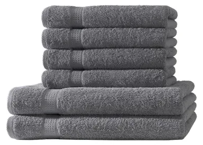 Produktbild von 6 tlg. Handtuch Set - Anthrazit / Dunkelgrau - 500g/m²  - 2 Duschtuch 4 Handtuch - 100% Baumwolle