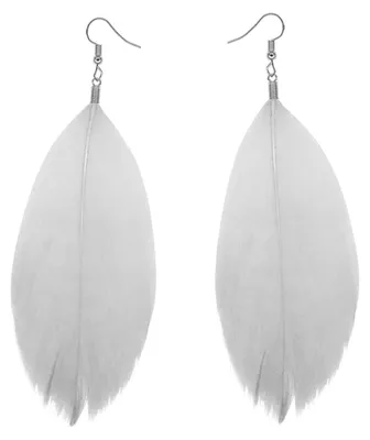 Produktbild von Boho Feder Ohrringe Statement Ohrhänger Bunt Leicht Damen Hippie Schmuck - weiß