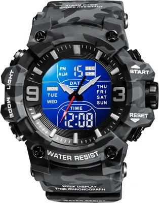 Immagine prodotto di Orologio Digitale da Uomo 5 ATM Impermeabile Militare Orologio Tattico da Uomo Ragazzi Orologio Sportivo Cronografo Outdoor con Cronometro Sveglia Vibrazione