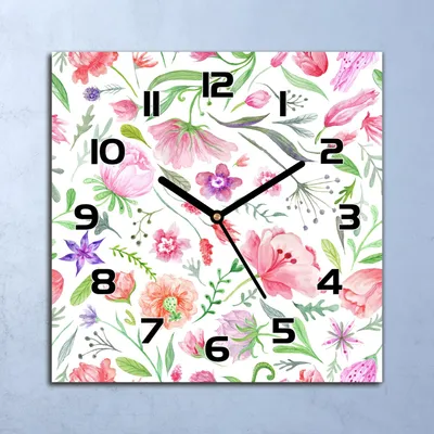 Produktbild von Wanduhr Echt-Glas-Küchenuhr Aquarell Feldblumen Quarz 30x30 Deko Bilder