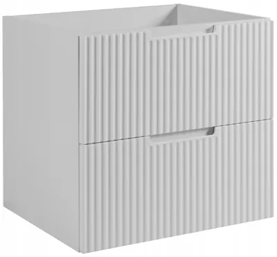 A white wall-mounted bathroom cabinet with two drawers.